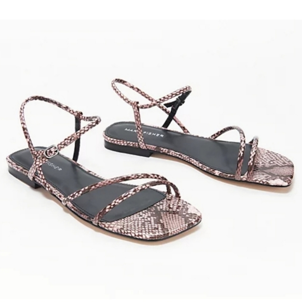 Marc Fisher Mikal Womens Faux Snakeskin Flats Sandles 9.5 Pink